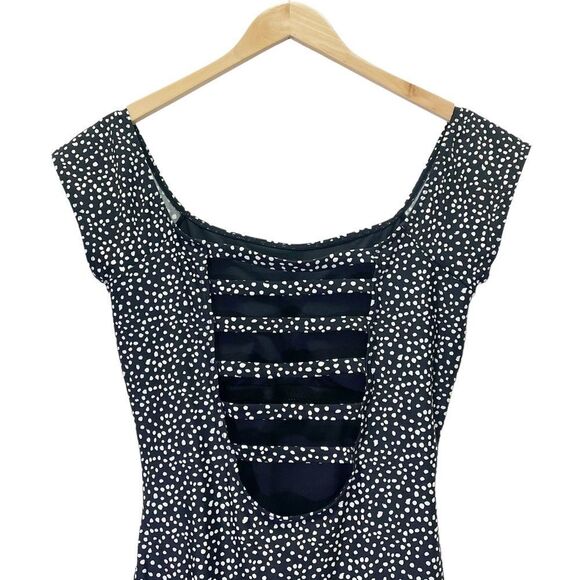 NWT Janela Bay Bardot One Piece Strappy Back Swimsuit Black White Dots Size XXXL - Picture 6 of 14